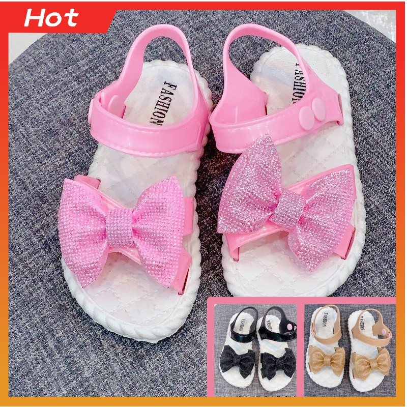 [𝐍𝐄𝐖] Dép Sandal Size Nhỡ Nơ To Siêu Đẹp Dành Cho Bé Gái, 3 màu Full size 24-27