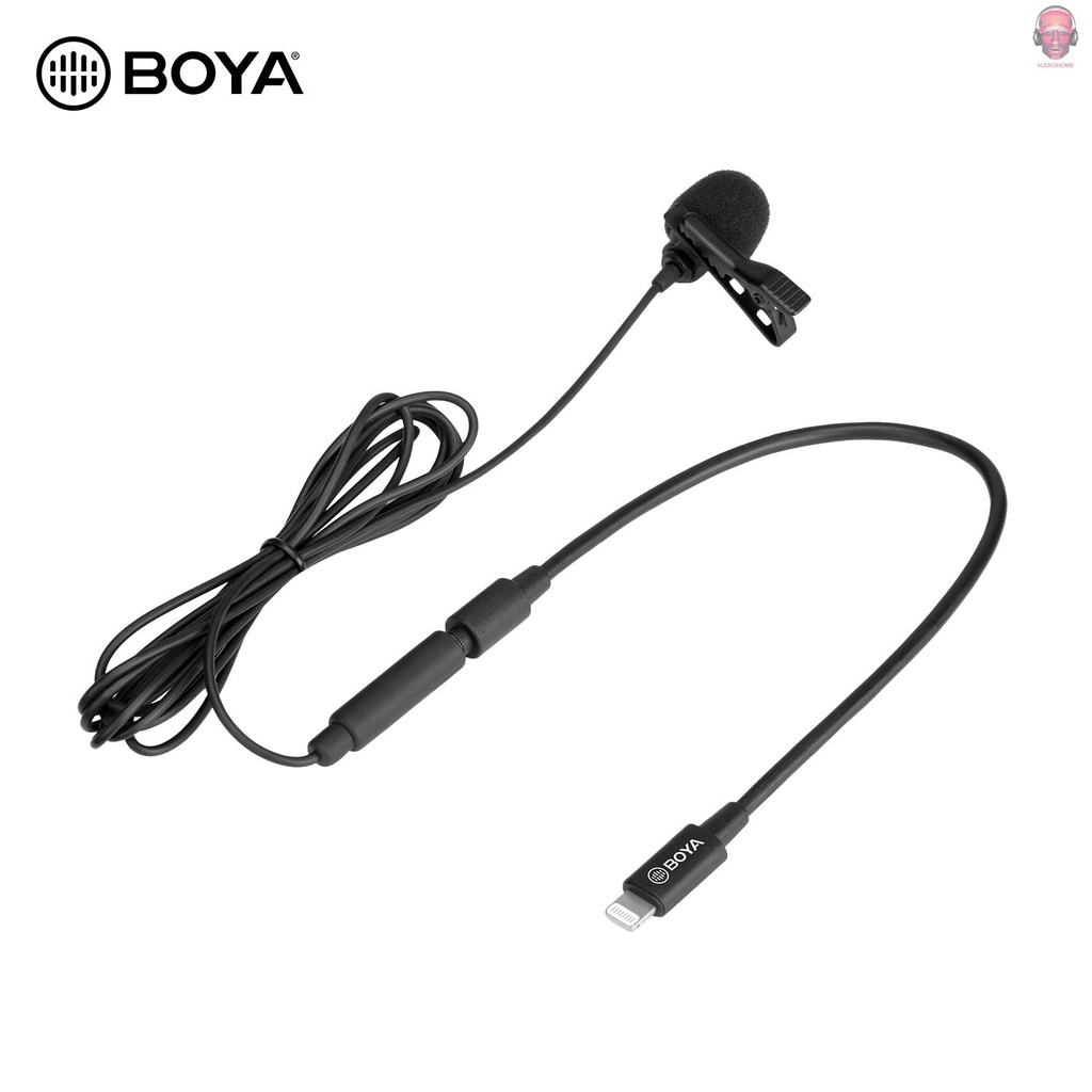 Mới Micro Cài Áo Boya Cardioid Có Dây Cáp 3.5mm Trs Sang Lightning Cho Điện Thoại Ios