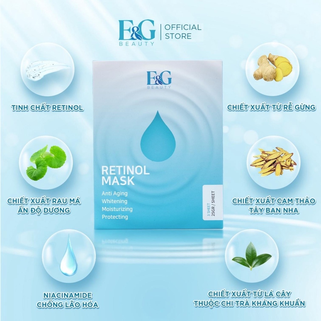 Mask Minhchaustore Mặt Nạ Retinol Mask E&G Beauty Tái Tạo Trẻ Hóa Da Giảm Mụn Giảm Thâm Nám Giúp Da Trắng Hồng
