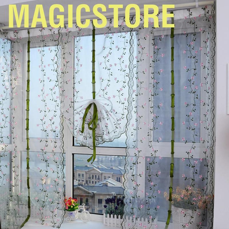 Magicstore curtains salon Tulle Yarn Screen Curtains Chrysanthemum Sheer Drape for Living Room Window Decor blackout