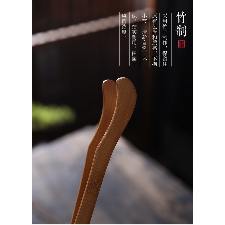 Bộ dụng cụ pha trà đạo / Bộ cung nhãn bằng tre già kèm bình đựng bằng sứ đẹp mắt