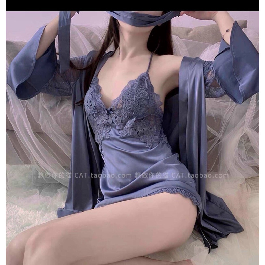 Váy Ngủ Kèm Choàng Hoa Ren - Váy Ngủ Quảng Châu Cao Cấp