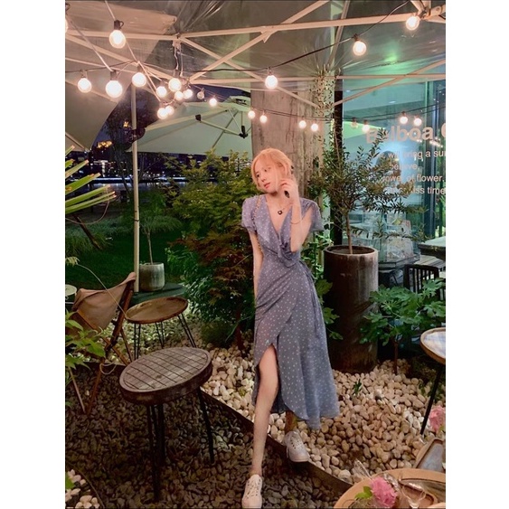 Đầm dài xẻ, đầm rose blackpink, đầm maxi shopbei.t