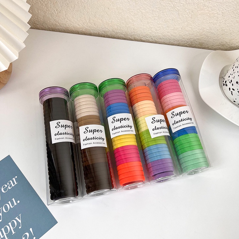 Set 24 Dây Buộc Tóc Cao Su Co Giãn Nhiều Màu Đơn Giản