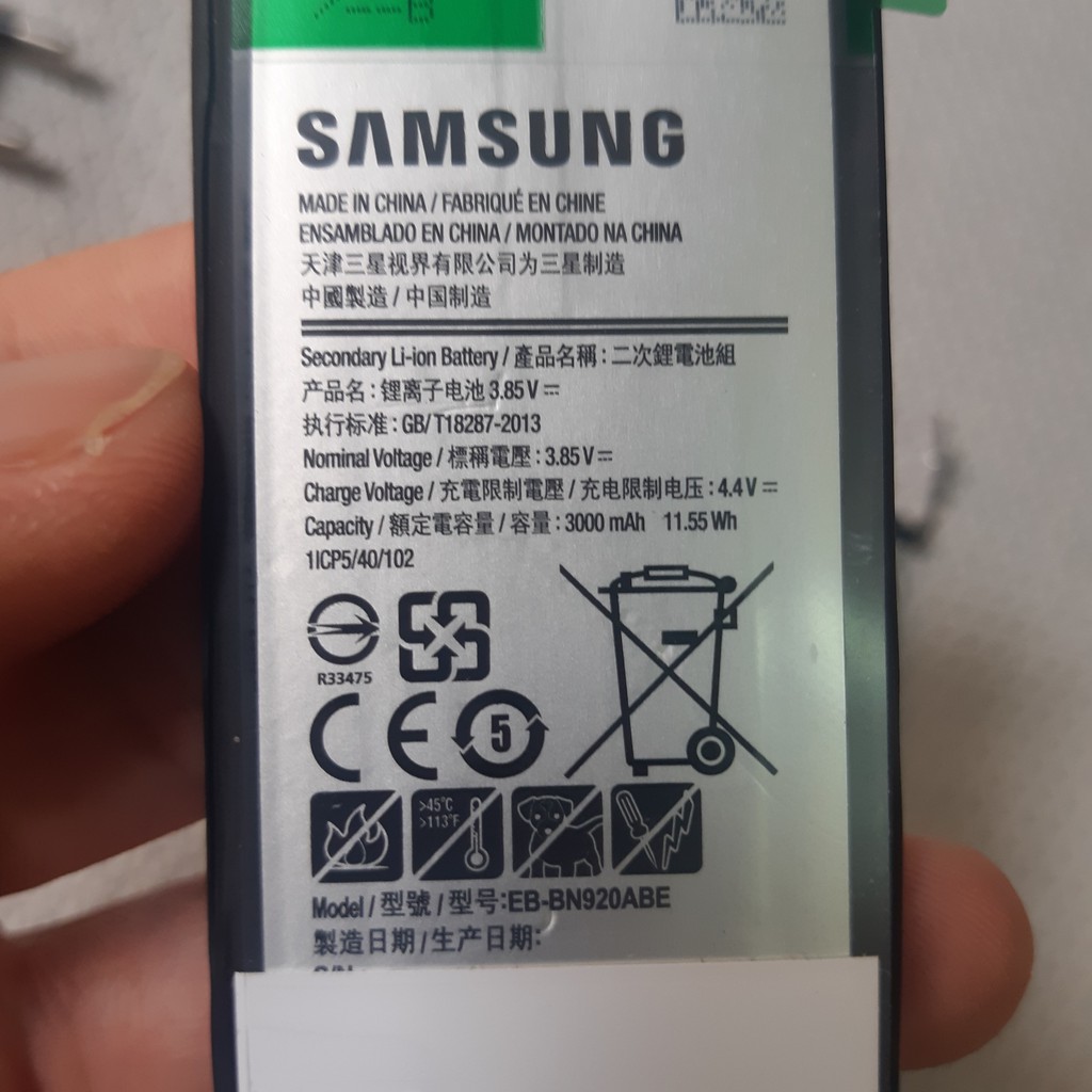 Pin Samsung Galaxy Note 5 Chính Hãng, EB-BN920ABE, Mới 100%, 3000mAh