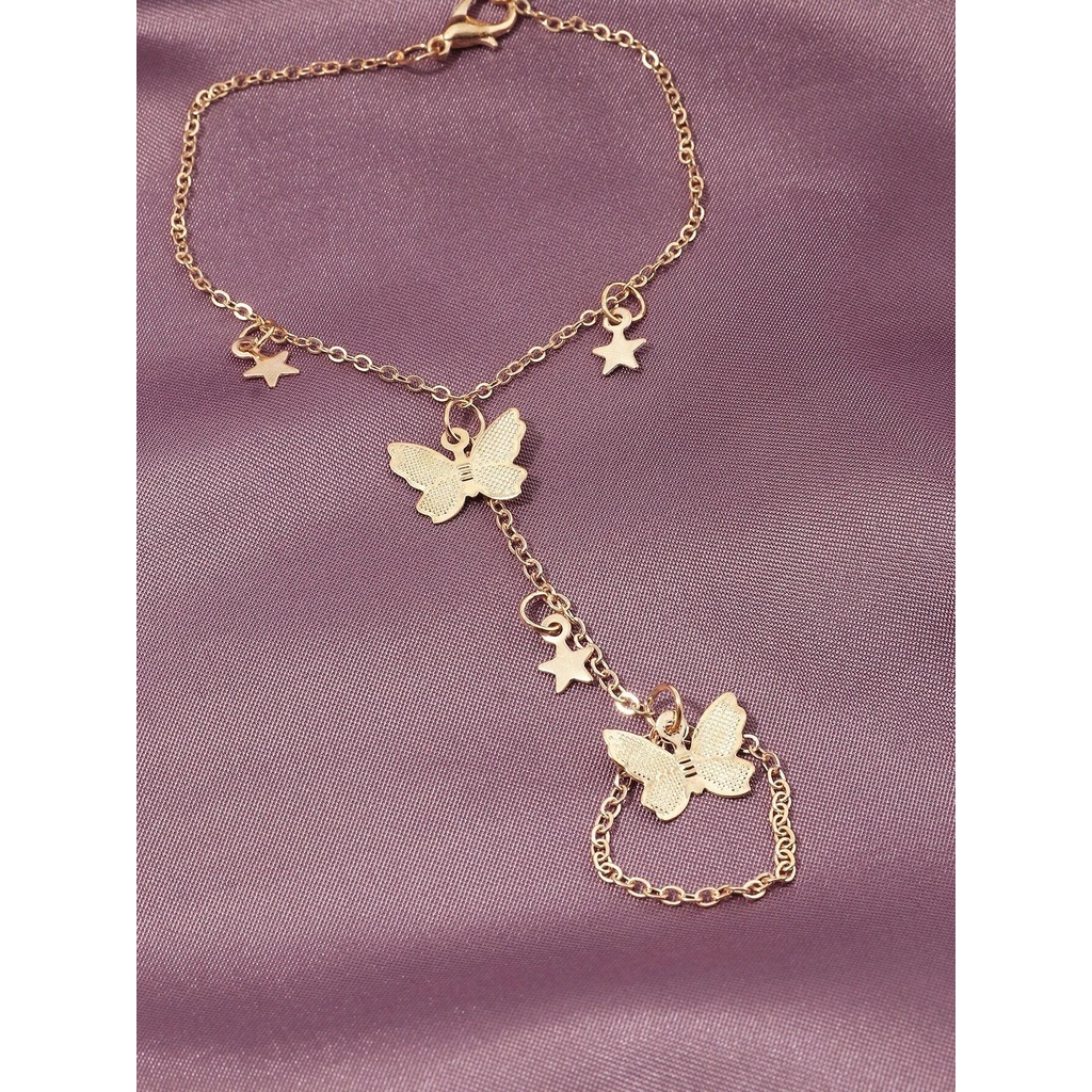 Vòng Tay Dây Xích Mặt Hình Bướm Đơn Giản Thời Trang Cho Nữ