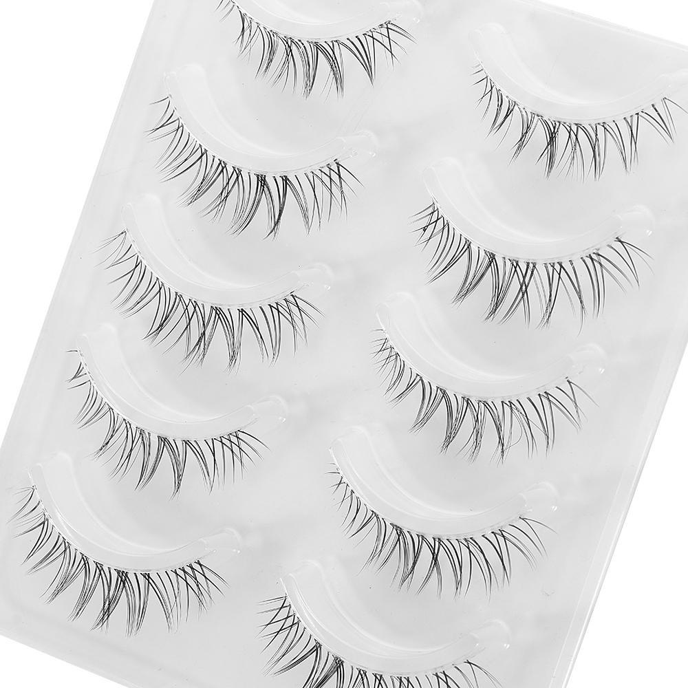 Set 5 Cặp Lông Mi Giả 3D Trong Suốt Tái Sử Dụng Phong Cách Nhật Bản