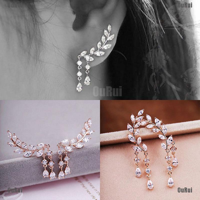 Đôi Bông Tai Dáng Dài Phối Tua Rua Đính Đá Thời Trang Cho Nữ