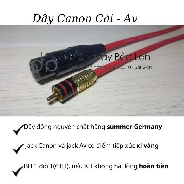 Dây Canon Ra Hoa Sen, Đồng Nguyên Chất, Sommer Germany, Màu Đỏ, Bảo Hành 6 Tháng