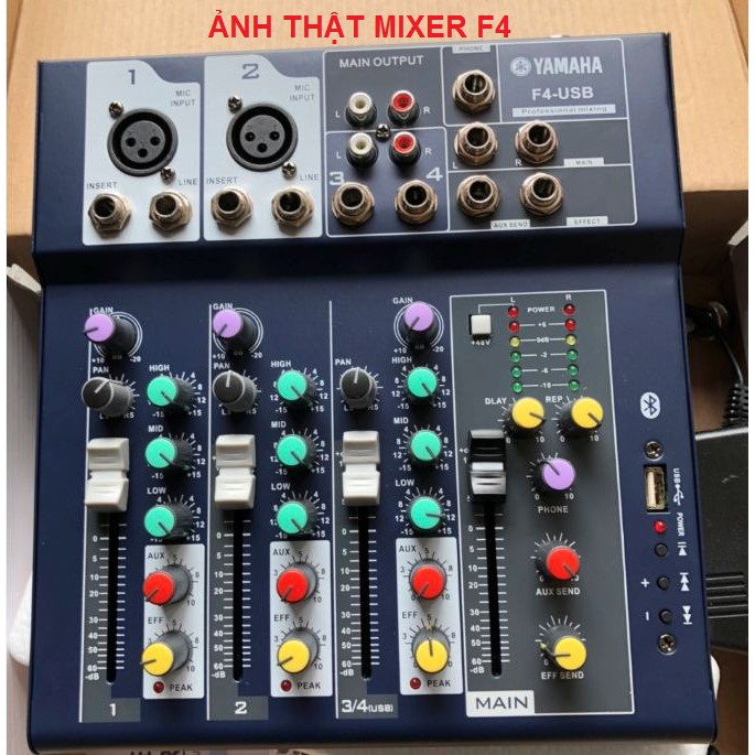 Mixer Yamaha F7, Bluetooth Hát Livestream Karaoke Và Mixer F4 USB Bluetooth - Tặng Giắc 6,5 Ra 3.5