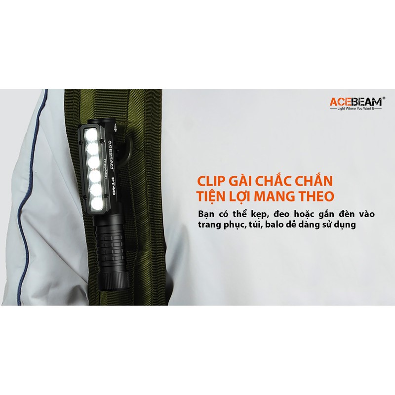 Đèn pin đội đầu siêu sáng ACEBEAM PT40 tặng kèm pin HG2 sáng 3000lm xa 121m pin18650 Đèn &amp; Đèn pin