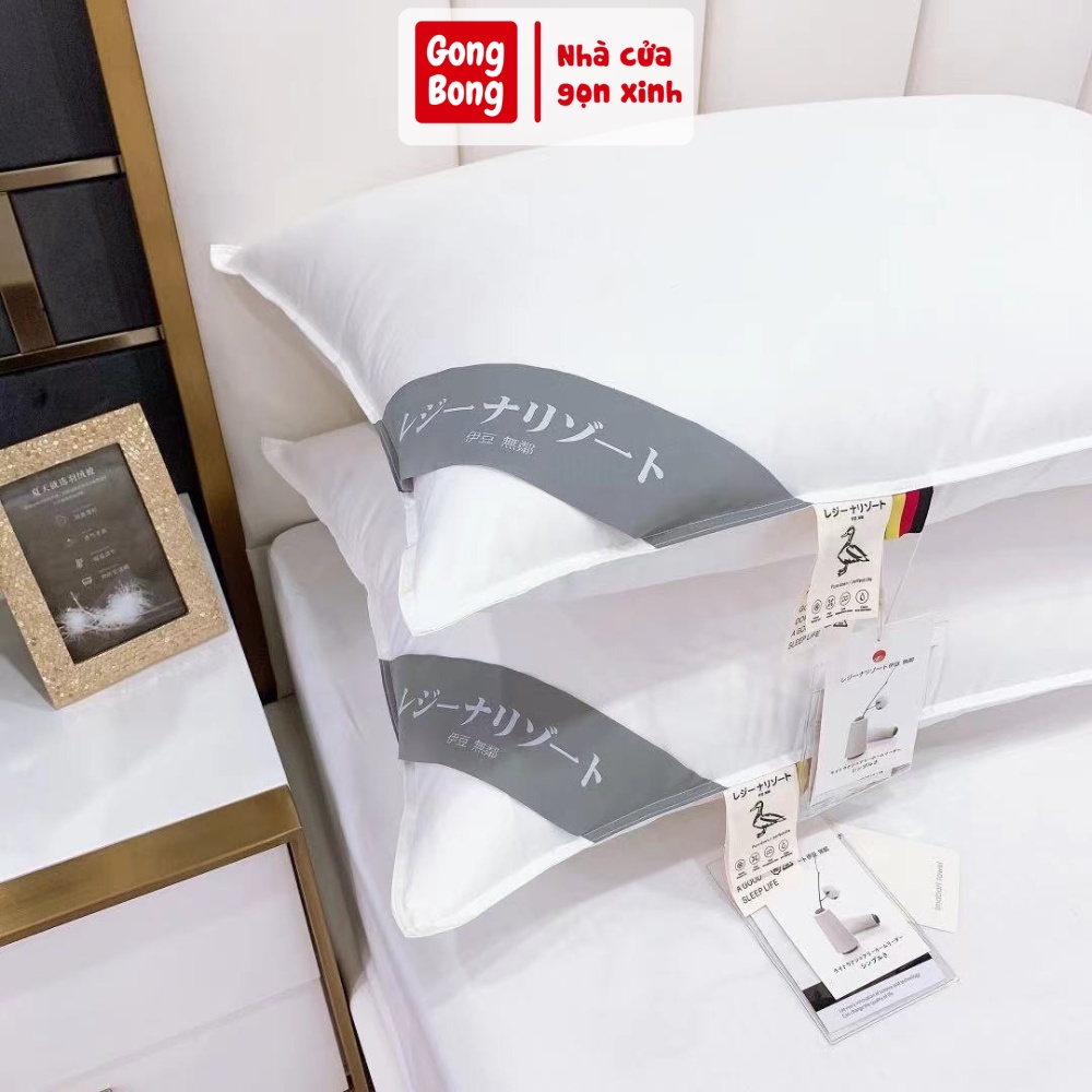 Ruột gối lông vũ nhật bản cao cấp vải kháng khuẩn mềm mại dòng gối thấp chống mỏi vai gáy XIAOMINI