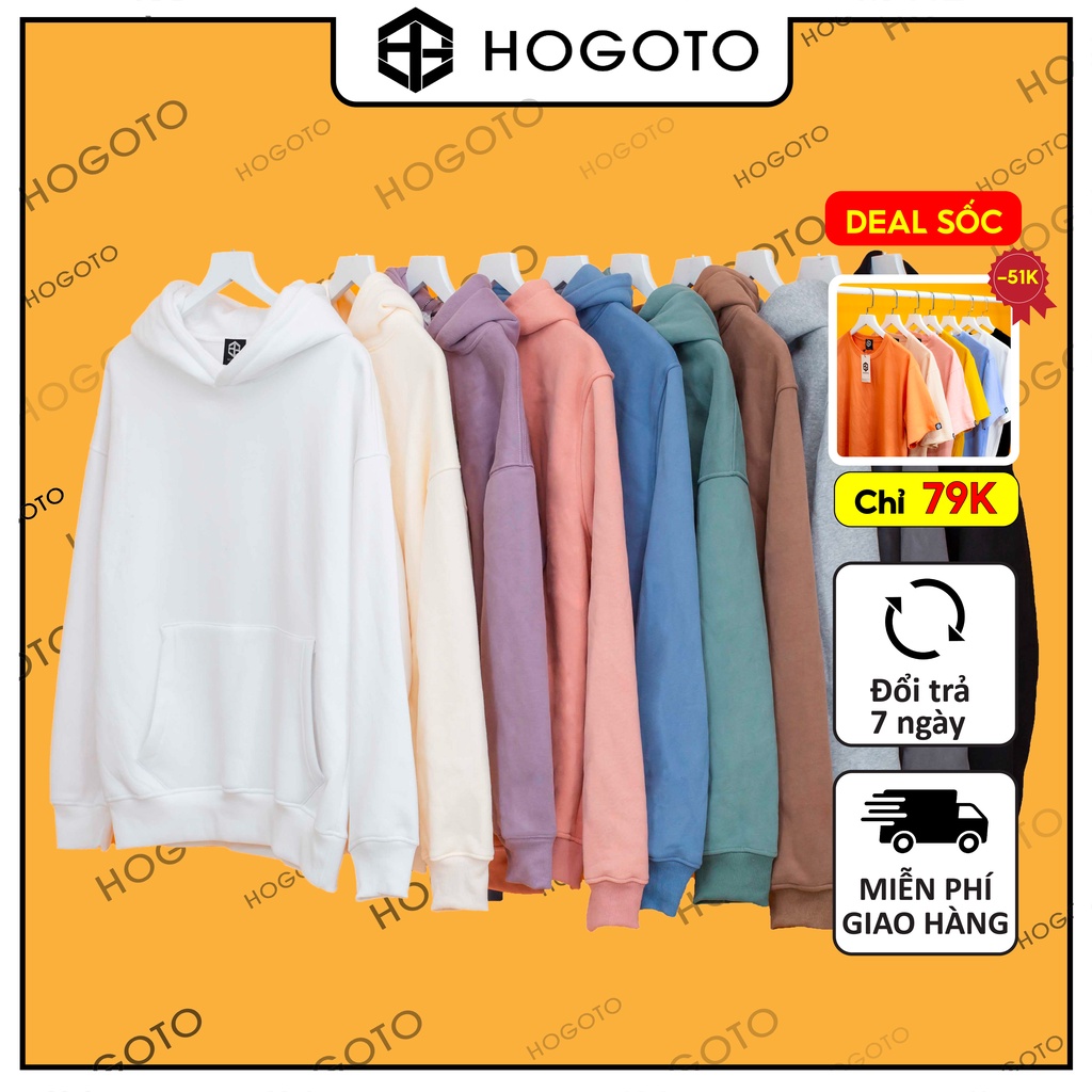 Áo Nỉ Hoodie TRƠN nỉ bông Hogoto shop , áo nỉ unisex nam nữ chất liệu cotton