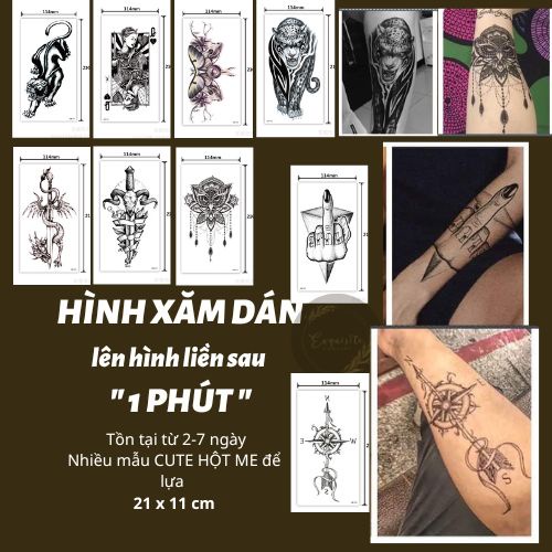 HÌNH XĂM DÁN MŨI TÊN LA BÀN LÊN HÌNH LIỀN DÀNH CHO NAM/NỮ CHỐNG NƯỚC BỀN MÀU, HÌNH XĂM CỌP