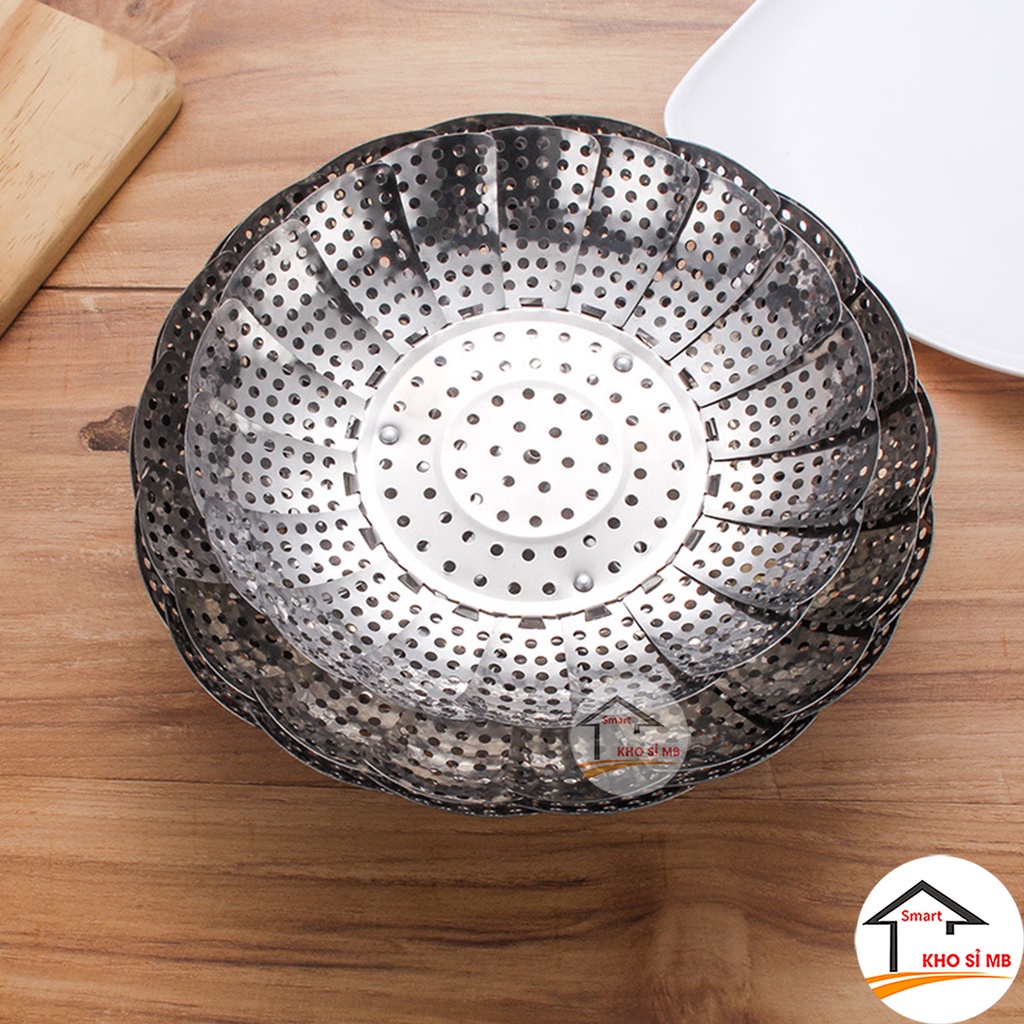 vỉ hấp inox size lớn, xửng hấp inox 3 chân, gấp gọn dùng hấp xôi, bánh bao, trứng kho sỉ mb
