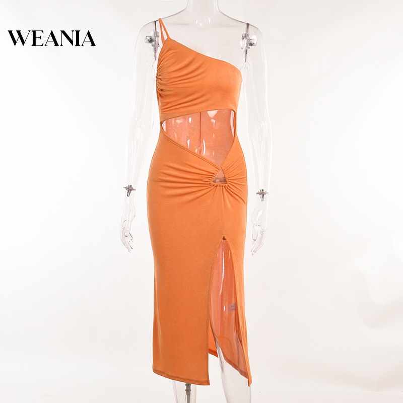 Đầm WEANIA lệch vai thiết kế xẻ tà quyến rũ thời trang dành cho nữ