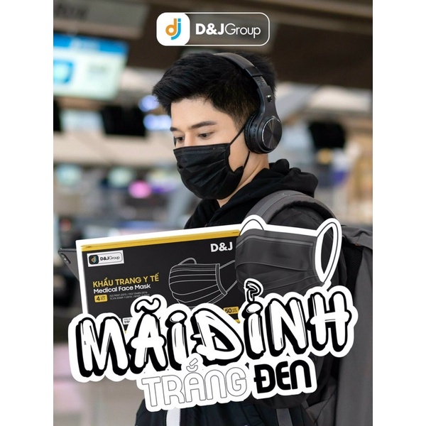 Khẩu trang y tế 4 lớp D&amp;J (50 cái/ hộp) KTYT - HÀNG CAO CẤP FAMAPRO - BẢO VỆ HÔ HẤP - DJ - D&amp;J CARE