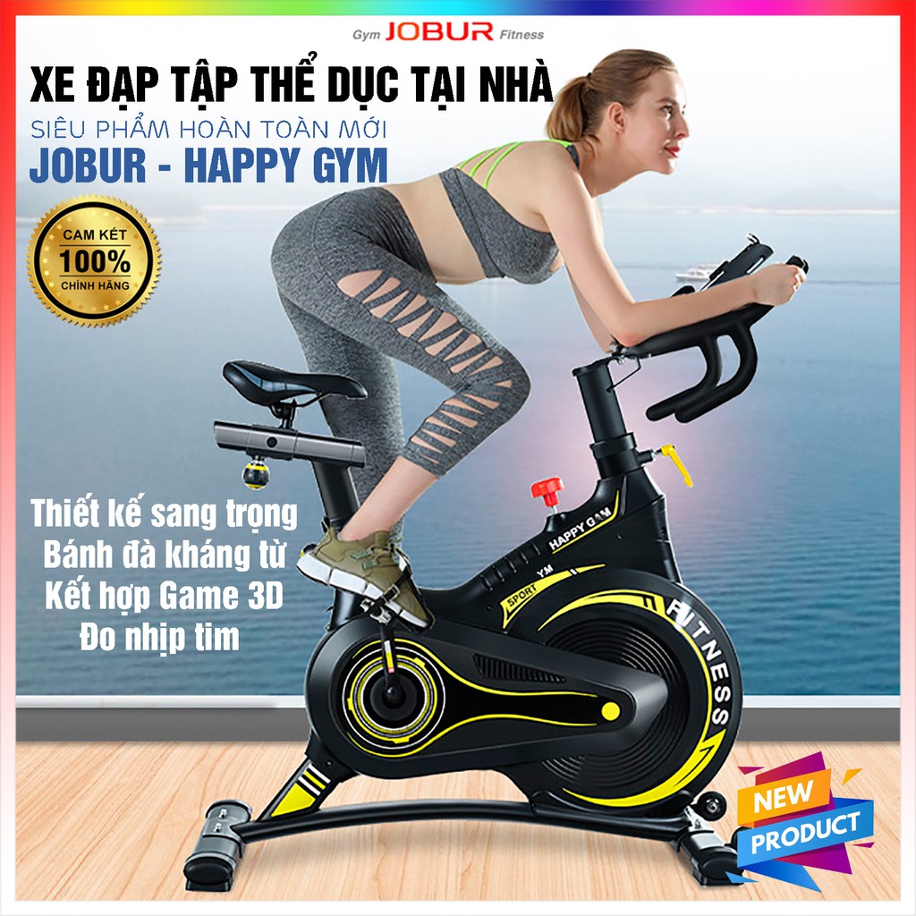 Xe đạp tập gym tại nhà cao cấp - Jobur S500 - Bánh đà kháng từ + Đo nhịp tim Tặng kèm bàn xoay eo và bình giữ nhiệt
