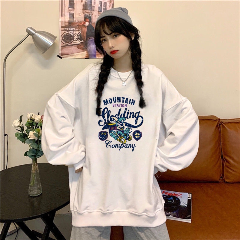 Áo Hoodie Mỏng Dáng Rộng In Họa Tiết Thời Trang Hàn Quốc 2022 Cho Nữ