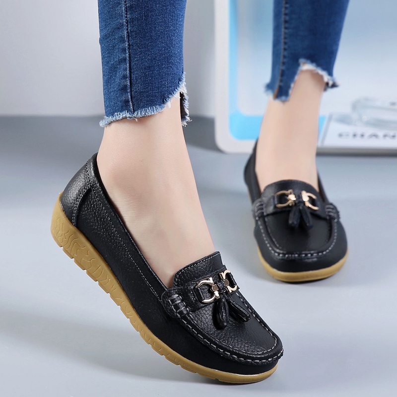 Giày Búp Bê Da Đế Bằng Chống Trượt Size 35-42 Thời Trang Cho Nữ