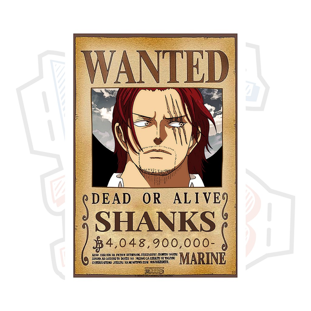 Poster truy nã Tứ Hoàng Shank Tóc Đỏ - One Piece