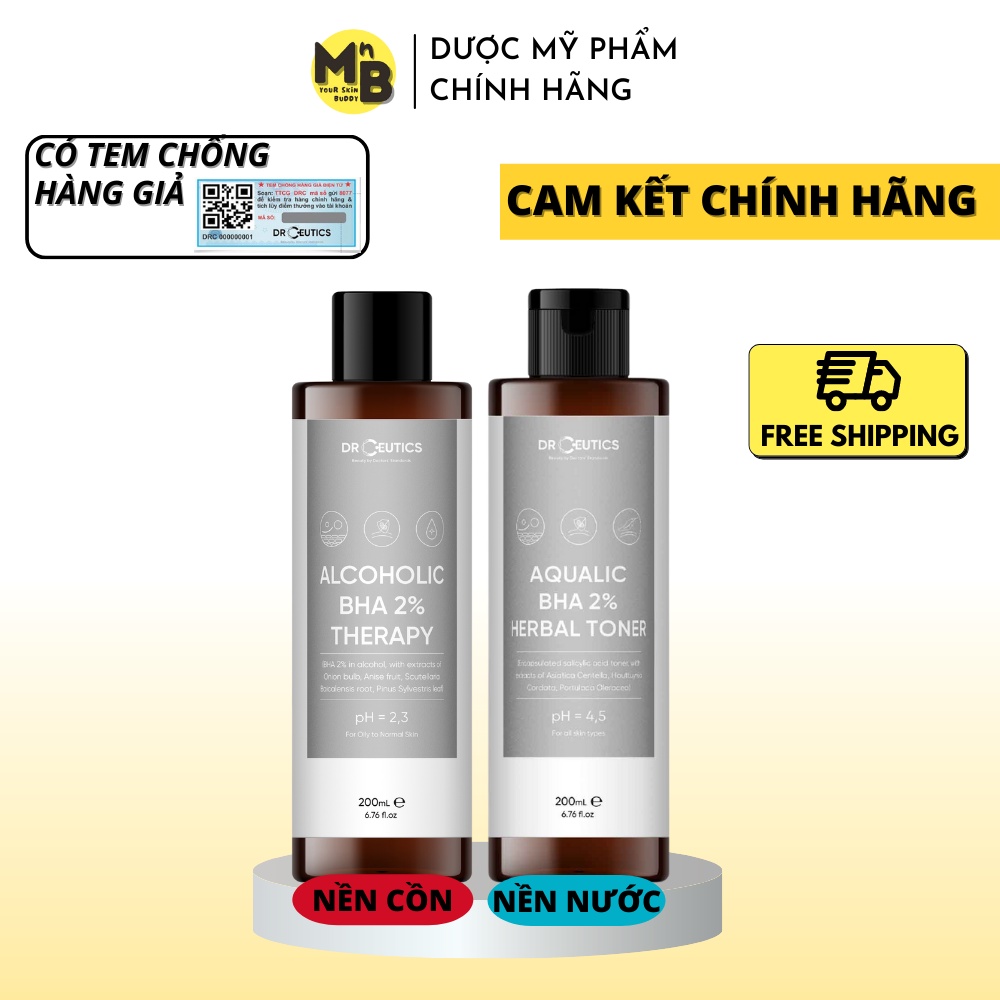 Toner DrCeutics BHA 2% làm sạch và cân bằng da 200ml
