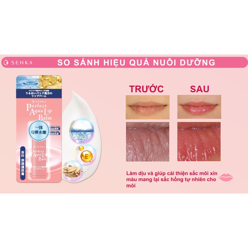 Son dưỡng môi Senka, son dưỡng không màu Senka Perfect Aqua Lip Balm 4.5g