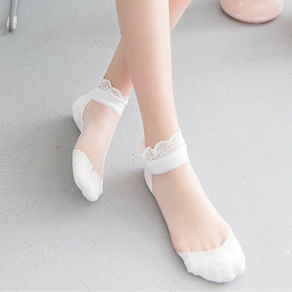 Vớ Ren Rỗng Trong Suốt Thấm Hút Mồ Hôi Phối Diềm Xếp Nếp Dễ Thương