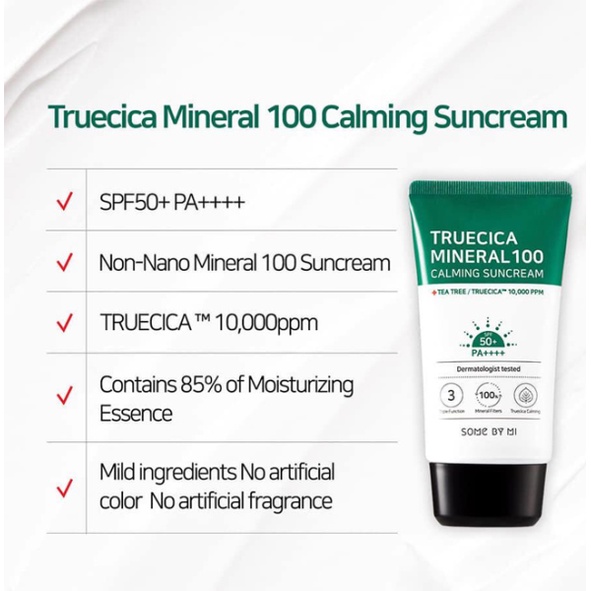 Kem chống nắng Some By Mi Trucia Mineral 100 Calming Suncream SPF50+/PA++++ 50ml dành cho da nhạy cảm