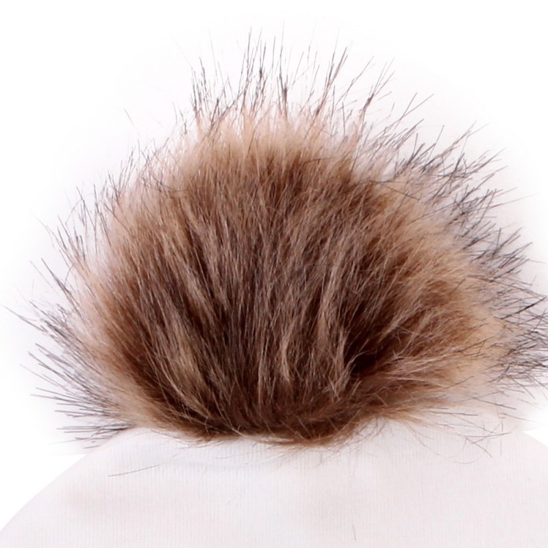 Mũ Trùm Đầu Chất Cotton Phối Banh Lông Nhân Tạo Cho Bé