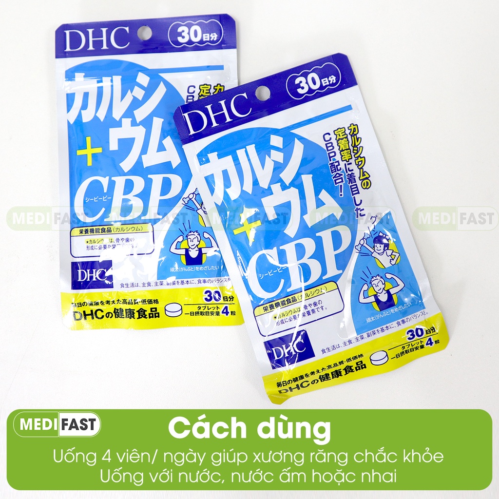Viên uống canxi DHC Calcium + CBP - Bổ sung calci giúp trẻ phát triển chiều cao, giảm loãng xương ở người cao tuổi