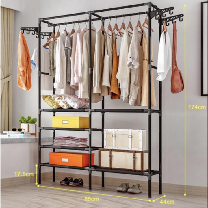 Kệ treo quần áo để giày dép lắp ráp cực chắc chắn 86x44x175cm | WebRaoVat - webraovat.net.vn