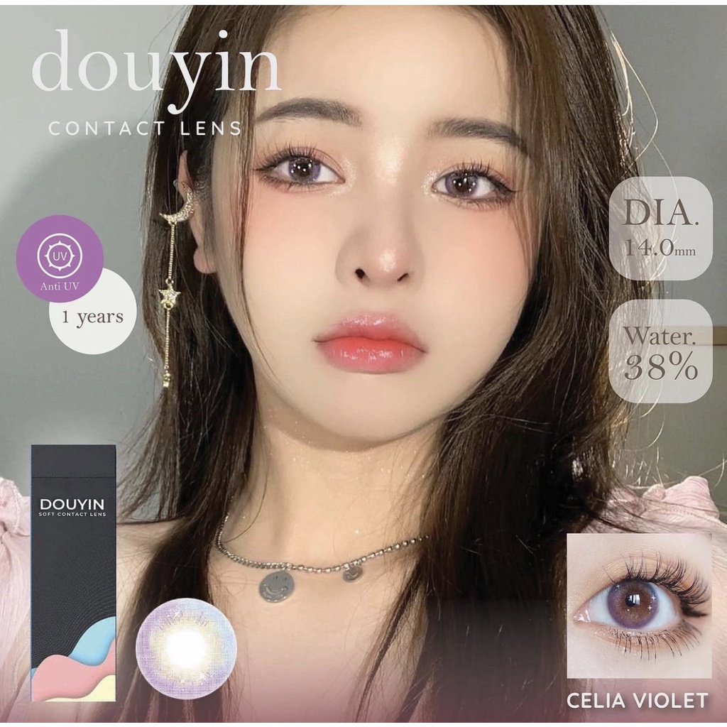 LENS KÍNH ÁP TRÒNG NỘI ĐỊA TRUNG MÀU TÍM MIX ÁNH SAO CELIA VIOLET DOUYIN.CONTACTLENS X LENSMBD.