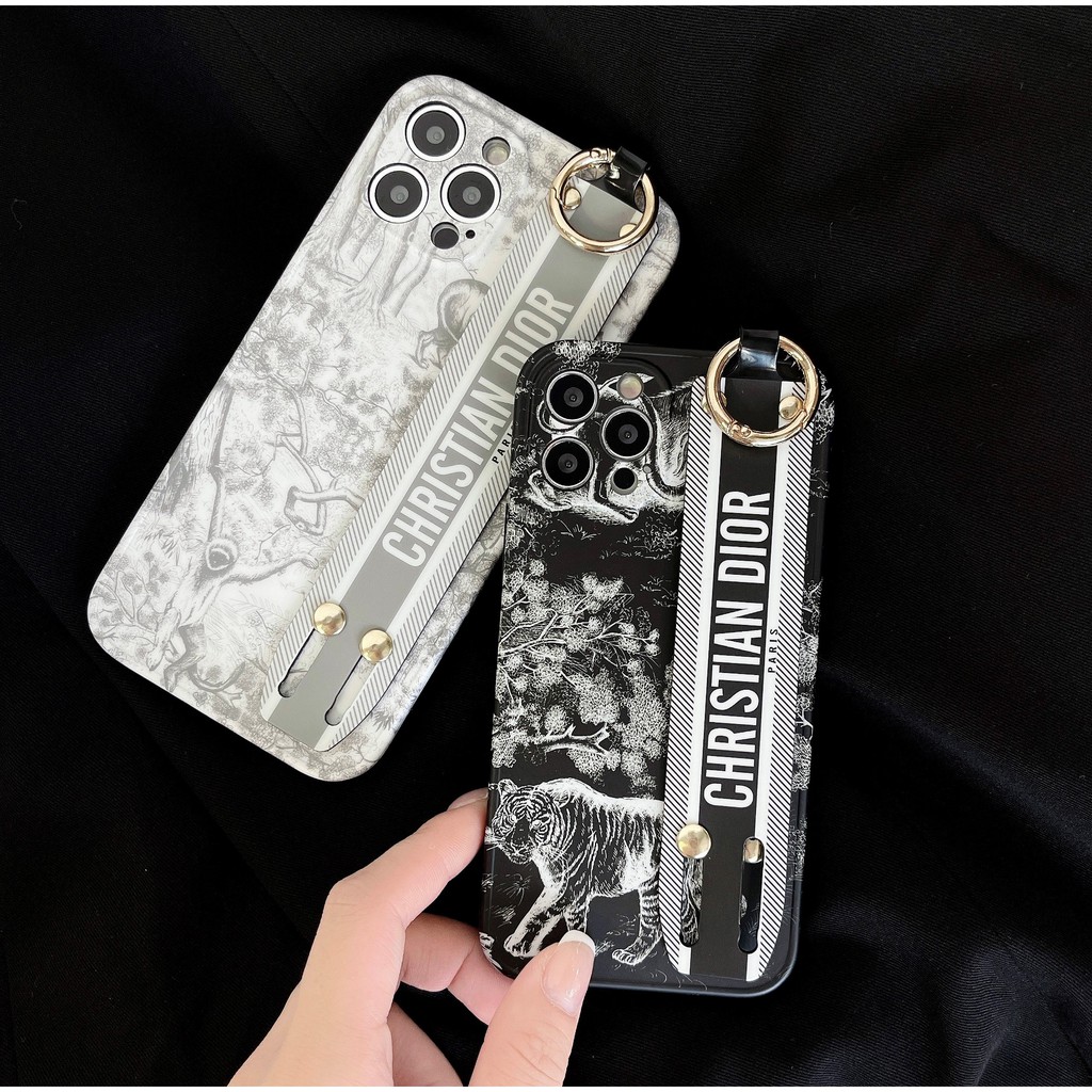 Ốp điện thoại IMD in hình hổ và logo Dior thích hợp cho Iphone 12 mini 11 12 pro promax 7 / 8 / SE2 plus X Xs Xsmax