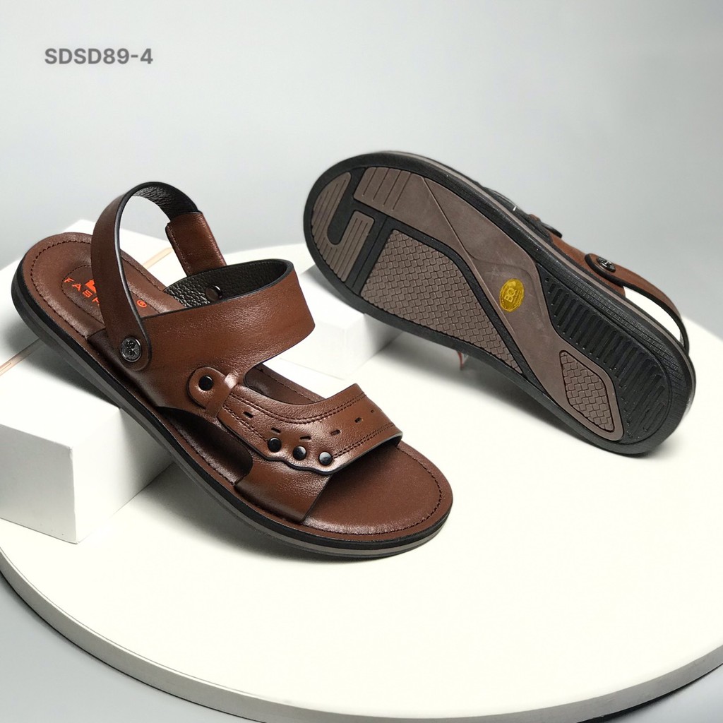 Sandal nam BQ ❤️FREESHIP❤️ Dép quai hậu nam da bò quai lật SDSD89-4