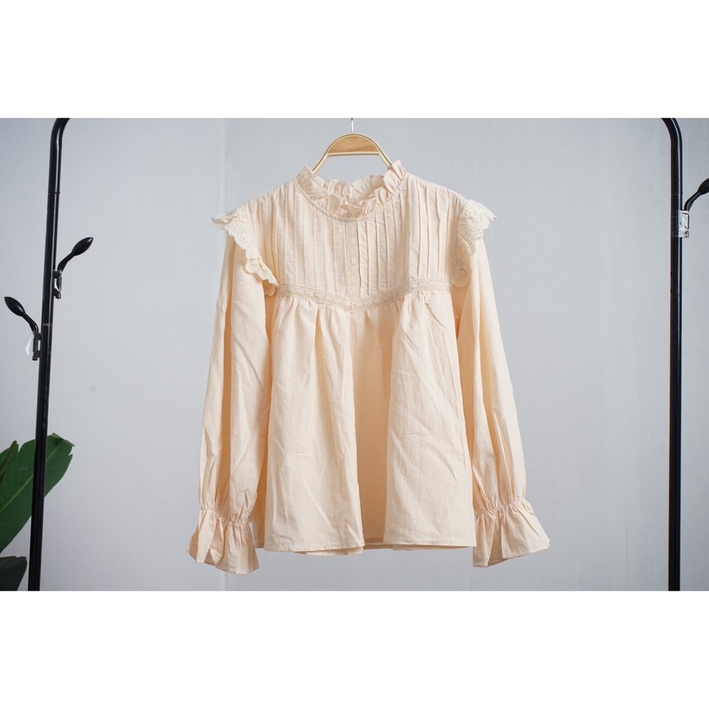 [ẢNH THẬT SAU] Áo babydoll cánh tiên tay phồng 2 màu be, trắng