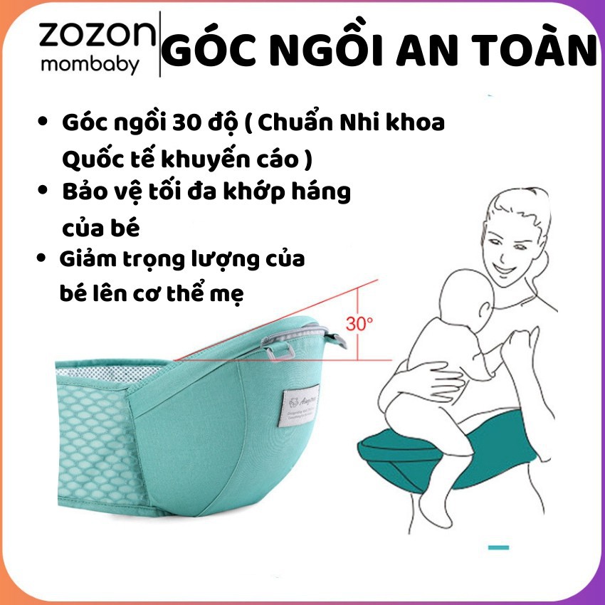 Địu em bé Aingtree 6 tư thế chống gù cao cấp lưới siêu thoáng khí địu đeo vai địu ngồi đa năng cho bé từ 0-36 tháng