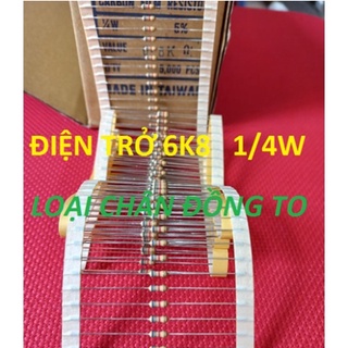 Điện trở 6k8 1/4w 5% loại chân to bằng đồng