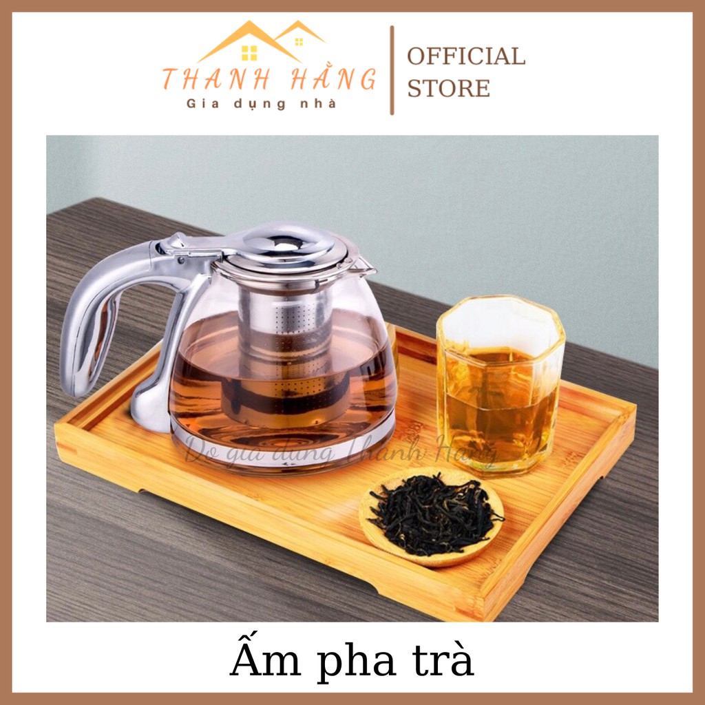 Ấm pha trà có lưới lọc inox 1000ml,bình pha trà thủy tinh có lưới lọc inox,bình ủ trà cao cấp