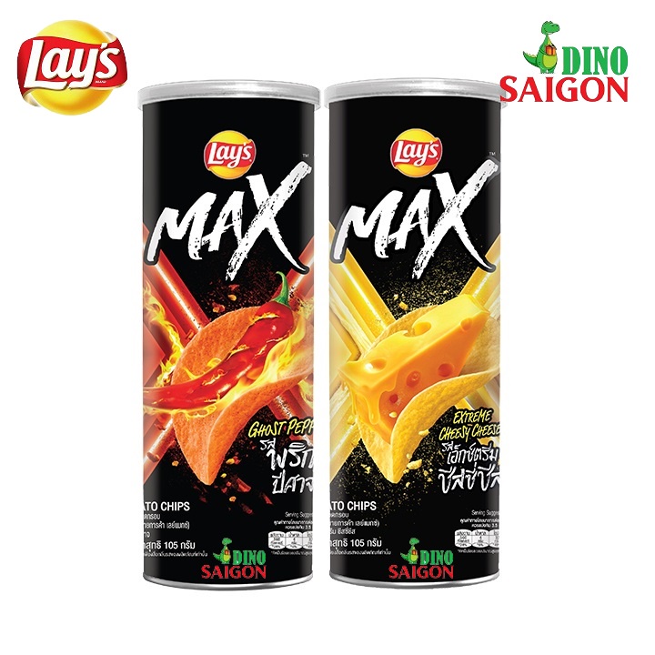 Combo 2 Hộp Bánh snack Khoai tây miếng Lay's Max Thái 105g Mix 2 Vị Ớt cay bùng nổ và Phô mai tan chảy