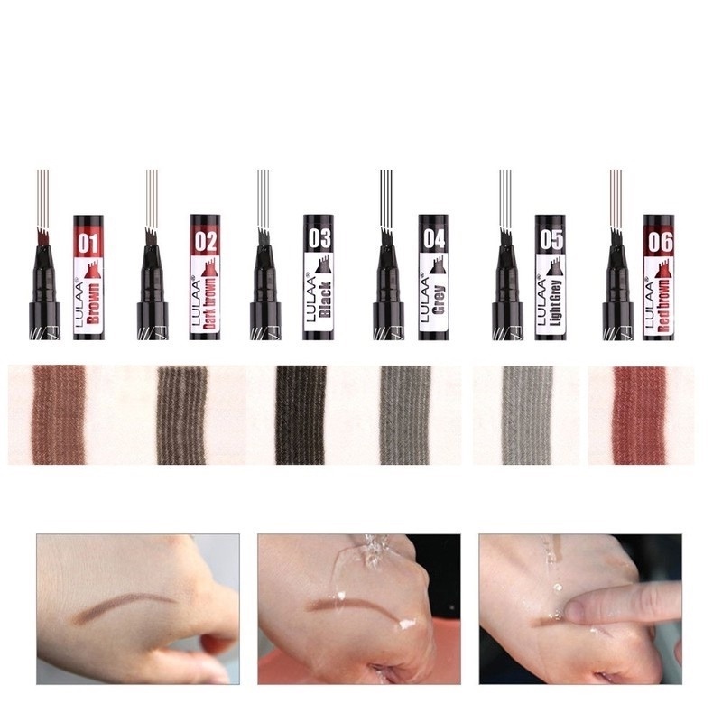Bút Kẻ Lông Mày Lulaa Dạng Lỏng Đầu Bốn Răng Mềm Mượt Chống Thấm Nước Và Mồ Hôi Lâu Trôi Không Nhòe