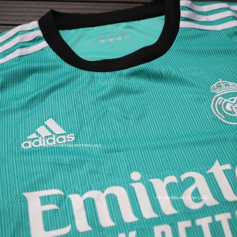 Bộ quần áo đá banh CLB Realmadrid màu xanh ngọc hàng cao cấp thailand