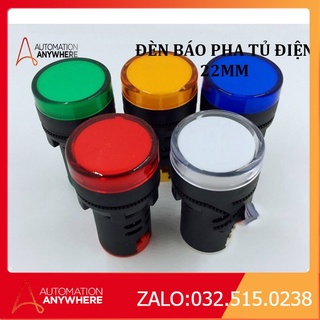 Đèn báo pha tủ điện phi 22 22mm 220vac đỏ xanh vàng trắng xanh lam 220v đèn báo