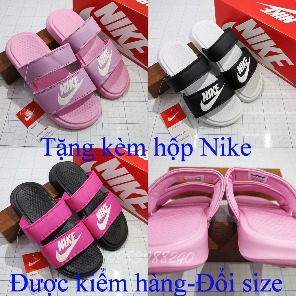 [Hộp Nk] Dép Nk Nike hai quai ngang nam nữ đầy đủ tem, mác, lót dày, tem size in nhiệt trong lót, hộp hãng Nk theo dép.