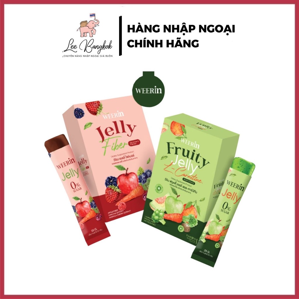 Hộp 5 Gói Thạch Giảm Cân Weerin Fruity Jelly &amp; Jelly Fiber Hàng Thái Lan Chính Hãng