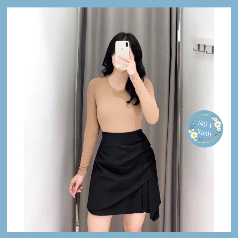Chân váy a cách điệu bên hông siêu Hot_T55 chất siêu mát, co dãn, mầu đen trắng