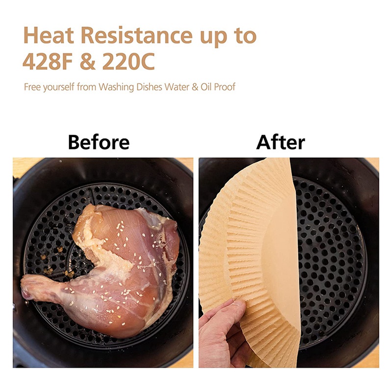 Bộ 100 Miếng Giấy Lót Nồi Chiên Không Dầu Chống Dính Dùng Một Lần