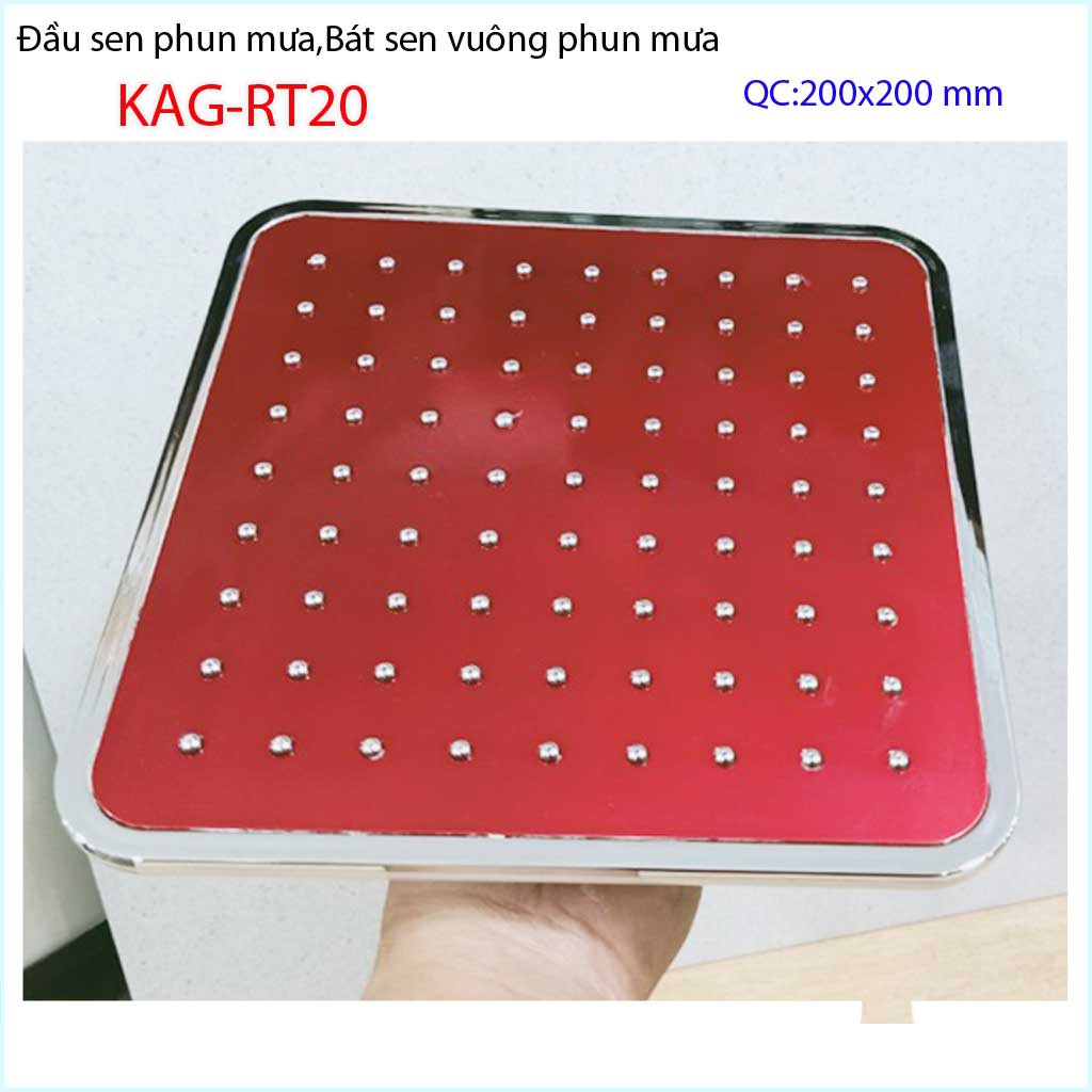 Bát sen tắm đứng vuông 20x20 cm KAG-RT20, đầu sen phun mưa tia nước đều thiết kế mới thời trang sang trọng tuyệt đẹp