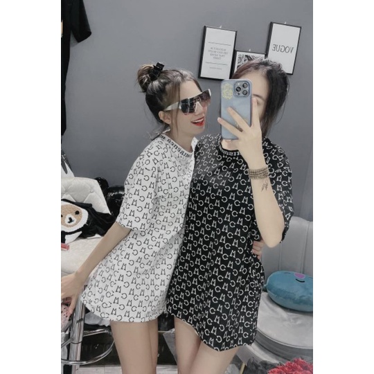 Áo Mikenco Monogram Tshirt Chính Hãng Chất Cotton Đẹp, Áo Phông Nam Nữ Mikenko Hoạ Tiết Chữ Vòng Cổ W