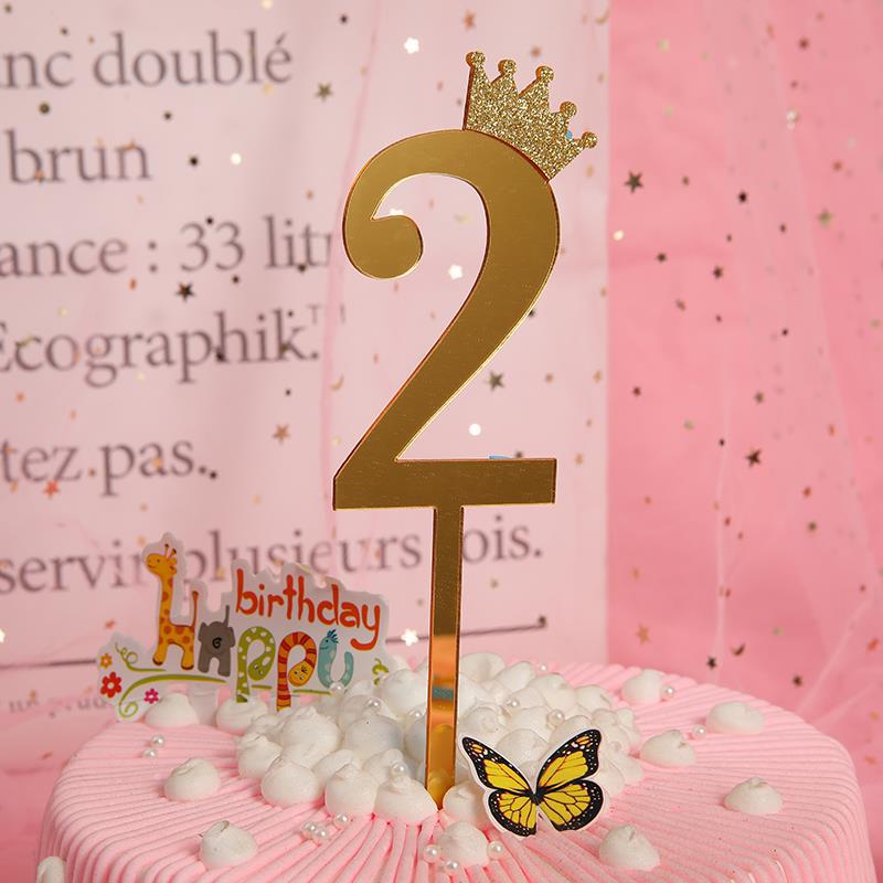 Topper trang trí bánh kem hình chữ số từ 0-9 kích thước 3*10.5cm